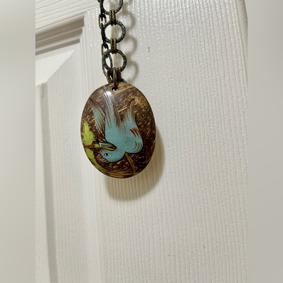 Handpainted Blue Parrot Bird Necklace Handmade Chain - Picture 9 of 11